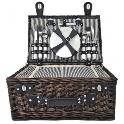 Καλάθι πικνίκ υφασμάτινο-ψάθινο καφέ-μαύρο 46x30x21εκ Ankor 839766