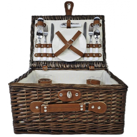 Καλάθι πικνίκ υφασμάτινο-ψάθινο natural 41x30x21εκ Ankor 839773