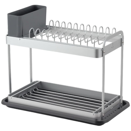 Πιατοθήκη 2όροφη αλουμινίου ασημί-γκρι 42x24x34.5εκ Ankor 840229