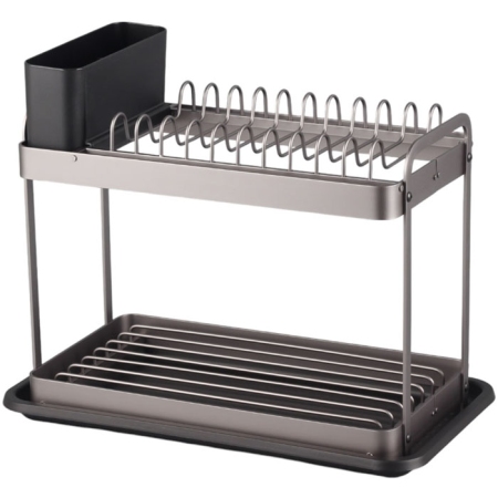 Πιατοθήκη 2όροφη αλουμινίου γκρι-μαύρο 42x24x34.5εκ Ankor 840236