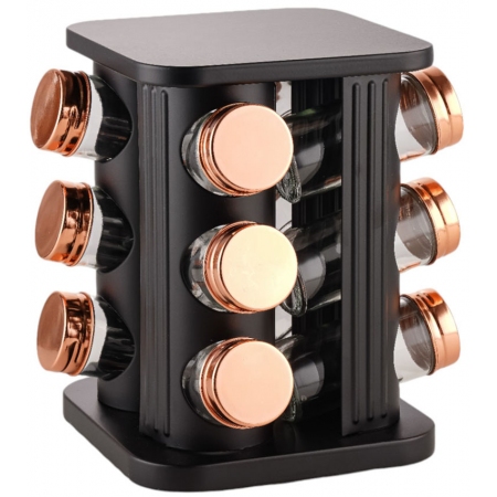 Βάση μπαχαρικών 12 θέσεων περιστρεφόμενη μεταλλική μαύρη 16x16x22εκ Ankor 838530