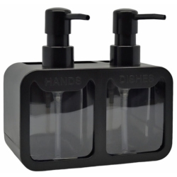 Dispenser διπλό πλαστικό Hands + Dishes μαύρο 17x12x17εκ Ankor 842162