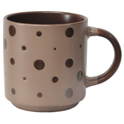 Κούπα κεραμική Πουά καφέ-μπεζ 270cc Ankor 837953