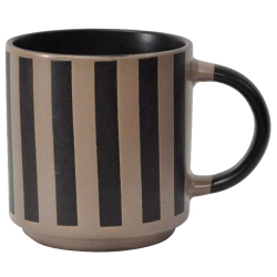 Κούπα κεραμική Ριγέ μαύρο-μπεζ 270cc Ankor 837953