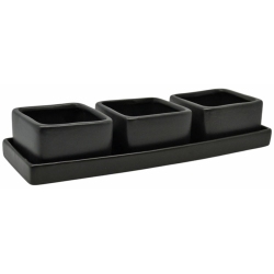 Πιατέλα και μπωλ σερβιρίσματος σετ 4 τεμαχίων κεραμικό μαύρο Ankor 842407