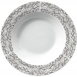 Πιάτο βαθύ πορσελάνης Γραμμές λευκό-μαύρο 22x4εκ Ankor R2601-085