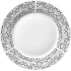 Πιάτο ρηχό πορσελάνης Γραμμές λευκό-μαύρο 24x2.5εκ Ankor R2601-095