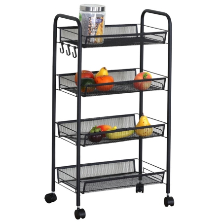 Μανάβης τρόλλεϋ μεταλλικός 4 θέσεων μαύρος 44x25x82εκ Ankor 848140