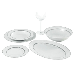 Πιάτα πορσελάνης σετ 20 τεμαχίων λευκό-ασημί Ankor R11831-20