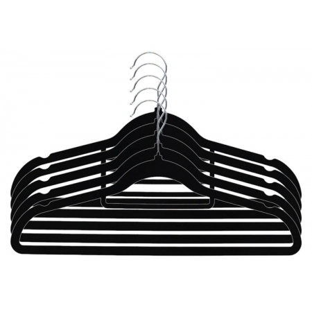 Κρεμάστρες ρούχων πλαστικές-μεταλλικές σετ 5 τεμαχίων μαύρο 41.5x22.5εκ Ankor 841370