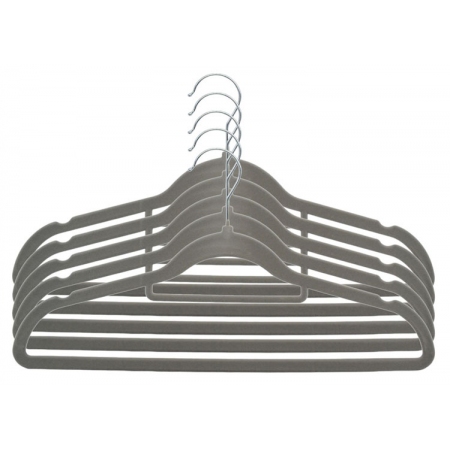 Κρεμάστρες ρούχων πλαστικές-μεταλλικές σετ 5 τεμαχίων γκρι 41.5x22.5εκ Ankor 841387