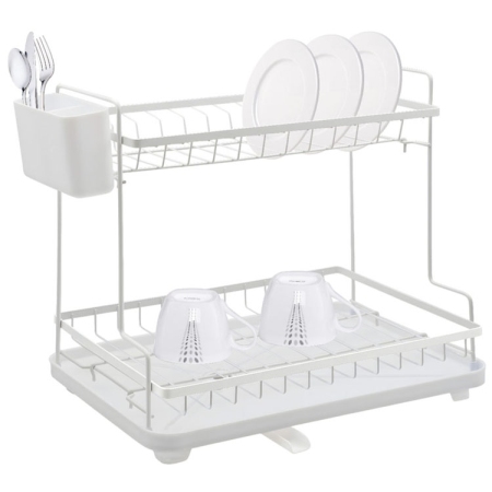 Πιατοθήκη 2όροφη μεταλλική λευκή 42x30x38.5εκ Ankor 850013