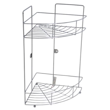 Ραφιέρα μπάνιου γωνιία μεταλλική 2 θέσεων ασημί 29x21x38εκ Ankor Τ101