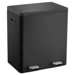 Κάδος απορριμμάτων διιπλός ανοξείδωτος μαύρος 46.5x36x53εκ Ankor 850259