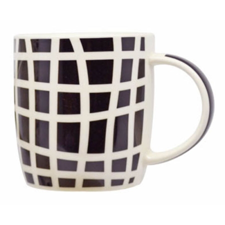 Κούπα πορσελάνης Καρώ μαύρο-λευκό 365cc Ankor 827503