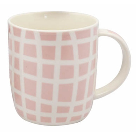 Κούπα πορσελάνης Καρώ ροζ-λευκό 365cc Ankor 827503
