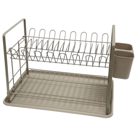 Πιατοθήκη 2όροφη μεταλλική taupe 48x32x29εκ Ankor 851447
