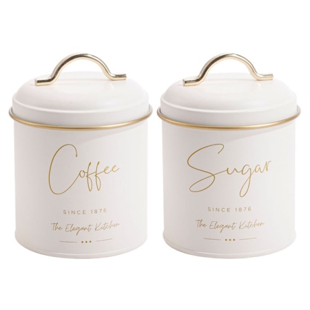 Βάζα αποθήκευσης σετ 2 τεμαχίων μεταλλικά λευκό 11.5x15εκ Ankor 850136