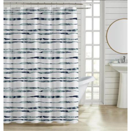 Κουρτίνα μπάνιου πολυεστερική λευκό-μπλε 180x200εκ Ankor 846252