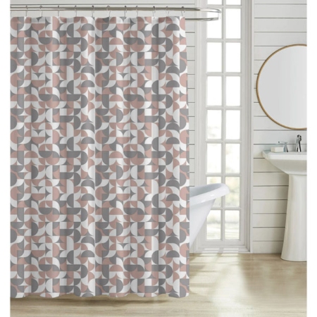 Κουρτίνα μπάνιου πολυεστερική γκρι-ροζ 180x180εκ Ankor 846221