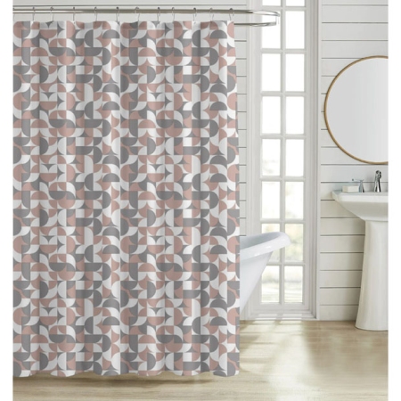 Κουρτίνα μπάνιου πολυεστερική γκρι-ροζ 180x200εκ Ankor 846238
