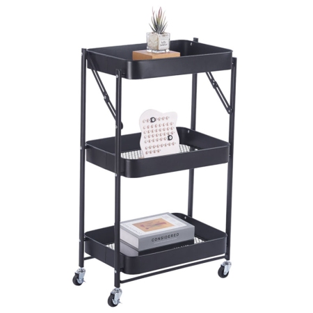 Μανάβης τρόλλεϋ μεταλλικός 3 θέσεων μαύρος 46x29x77εκ Ankor 852994