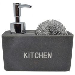 Dispenser με θήκη για σφουγγάρι Kitchen γκρι 15εκ Ankor 794201
