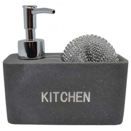 Dispenser με θήκη για σφουγγάρι Kitchen γκρι 15εκ Ankor 794201