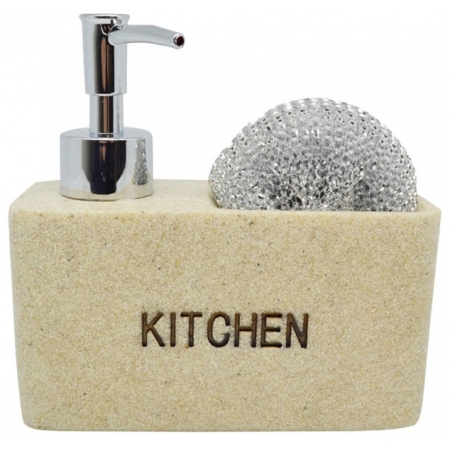 Dispenser με θήκη για σφουγγάρι   Kitchen   μπεζ 15εκ Ankor 794218