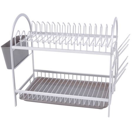 Πιατοθήκη 2όροφη αλουμινίου λευκό-γκρι 49x26x37εκ Ankor 798001