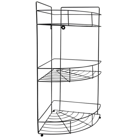 Ραφιέρα μπάνιου γωνία μεταλλική 3 θέσεων μαύρο 30x22x52εκ Ankor 809455