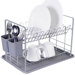 Πιατοθήκη 2όροφη μεταλλική γκρι 48εκ Ankor 808724