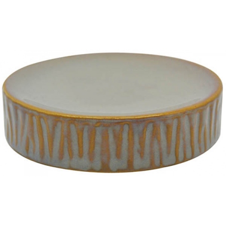 Σαπουνοθήκη μπάνιου κεραμική αντικέ χρυσό-γκρι 10εκ Ankor 813117