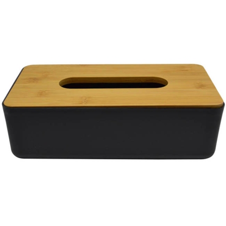 Κουτί για χαρτομάντηλα πλαστικό-ξύλινο natural-μαύρο 24εκ Ankor 812554
