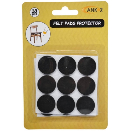 Τσοχάκια επίπλων προστατευτικα σετ 18 τεμαχίων μαύρο 2.5εκ Ankor 815692
