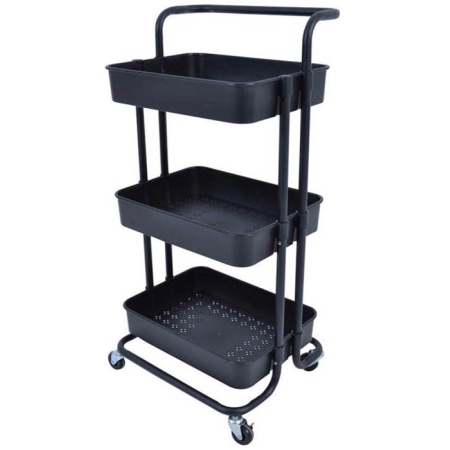 Μανάβης τρόλλεϋ μεταλλικός 3 θέσεων μαύρος 43x36x89εκ Ankor 815463