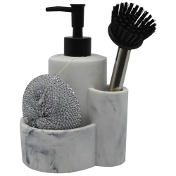 Dispenser με θήκη για σφουγγάρι+βούρτσα λευκό 18.5εκ Ankor 809394