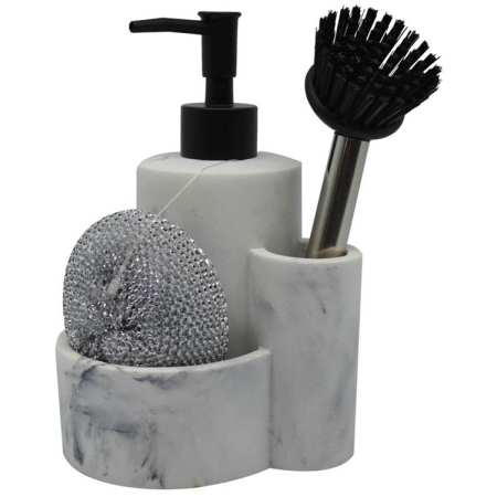 Dispenser με θήκη για σφουγγάρι+βούρτσα λευκό 18.5εκ Ankor 809394