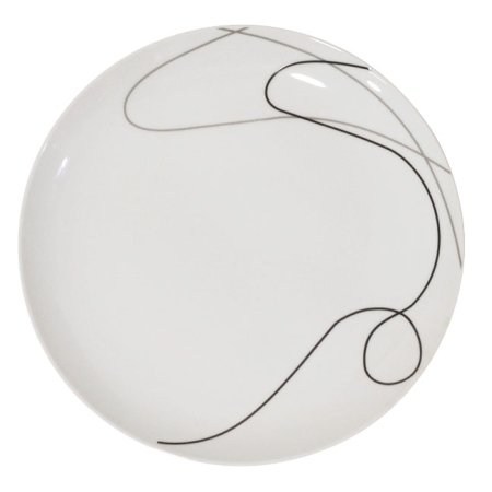 Πιάτο ρηχό πορσελάνης No168 λευκό-μαύρο 27x3εκ Karvounis Νο 168