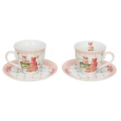 Φλυτζάνια τσαγιού σετ 2 τεμαχίων πορσελάνης ροζ English Floral M24290-3