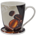 Κούπα πορσελάνης με καπάκι Coffee μπεζ-καφέ 360cc Karvounis 360KC/A6