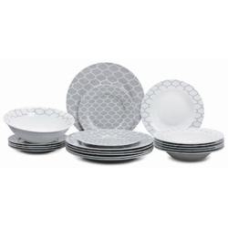 Πιάτα πορσελάνης σετ 20 τεμαχίων γκρι-λευκό Karvounis 20/4143-2