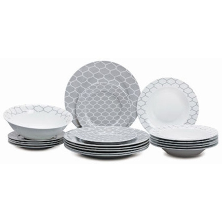 Πιάτα πορσελάνης σετ 20 τεμαχίων γκρι-λευκό Karvounis 20/4143-2