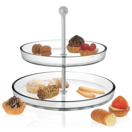 Πιατέλα-τουρτιέρα 2όροφη γυάλινη   Palladio   27εκ Borgonovo 13286646