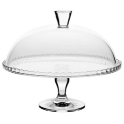 Τουρτιέρα γυάλινη με πόδι και καπάκι διάφανο 32x26εκ Patisserie Pasabahce 95200