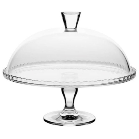 Τουρτιέρα γυάλινη με πόδι και καπάκι διάφανο 32x26εκ Patisserie Pasabahce 95200