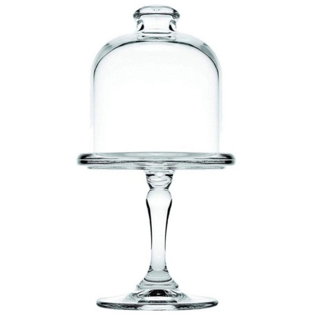 Τουρτιέρα-ορτνεβιέρα γυάλινη με πόδι και καπάκι διάφανο 10x18εκ Mini Patisserie Pasabahce 96456