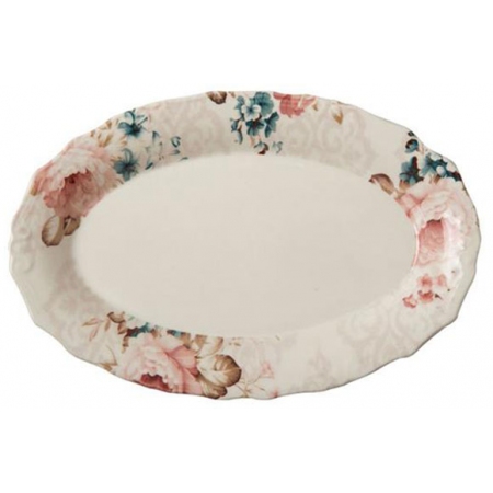 Πιατέλα οβάλ stoneware Tiffany εκρού 33x21x3.5εκ Kostopoulos 53.70003