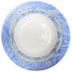 Πιάτο βαθύ γυάλινο πυράντοχο Vienna λευκό-μπλε 24x3.5εκ Bormioli Rocco 00.52071