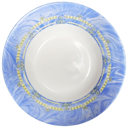 Πιάτο βαθύ γυάλινο πυράντοχο Vienna λευκό-μπλε 24x3.5εκ Bormioli Rocco 00.52071